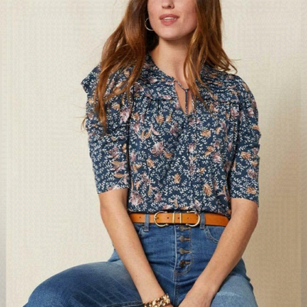 🆕 Matilda Jane Good Hart Surprise Flowers Puff-Sleeve V-Neck Top